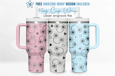 40oz Laser Engraved Peonies Floral Hexagon Mama Tumbler With
