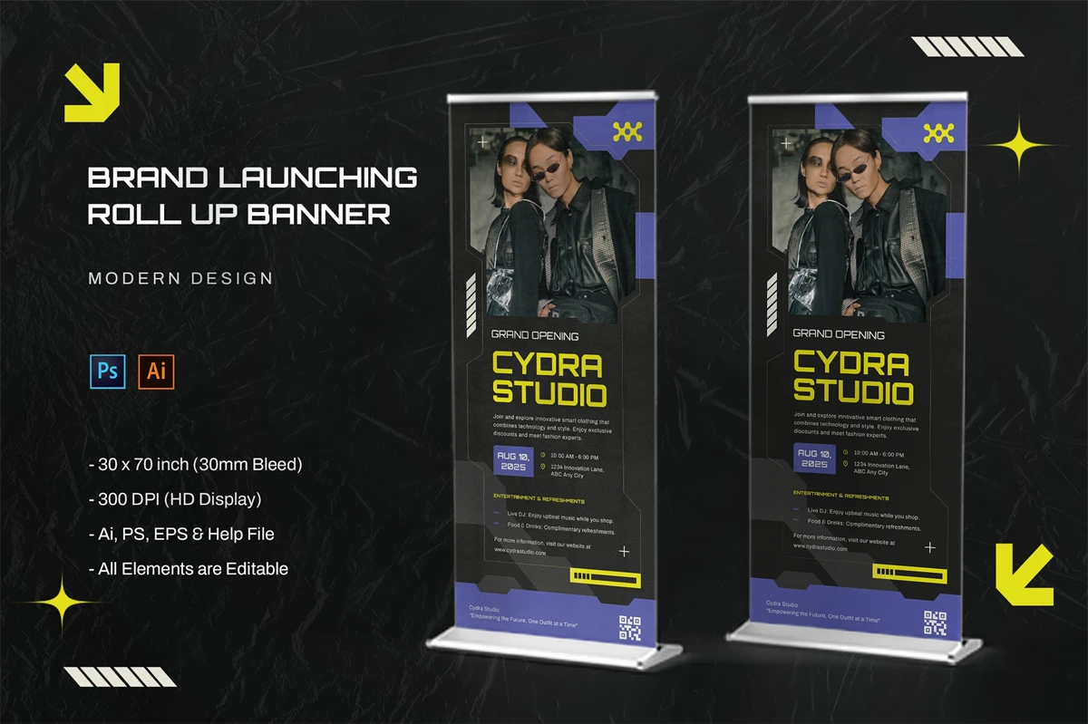Brand Launching - Roll Up Banner | Designful Market