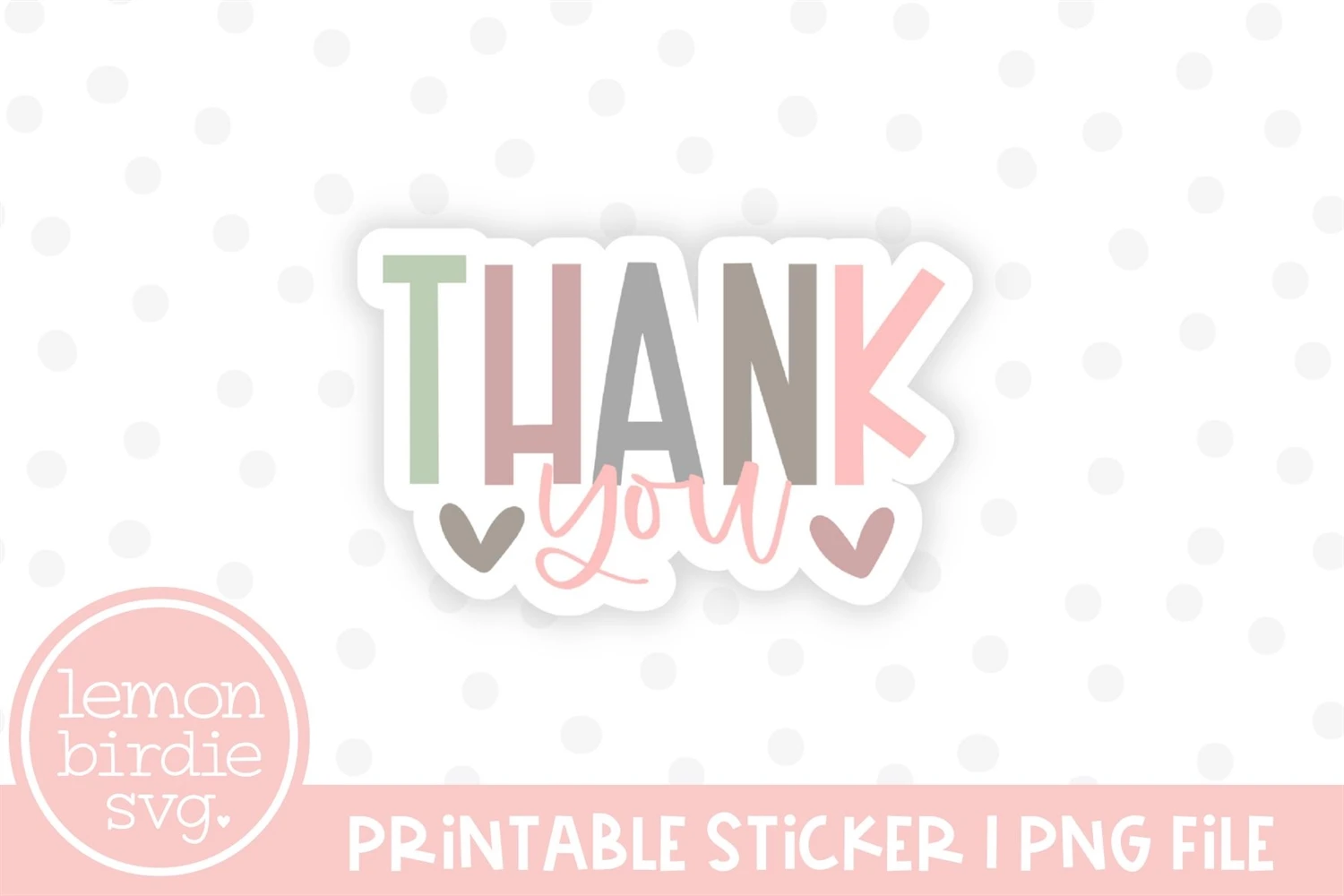 Thank You Printable Sticker PNG Small Business Stickers | Designful Market