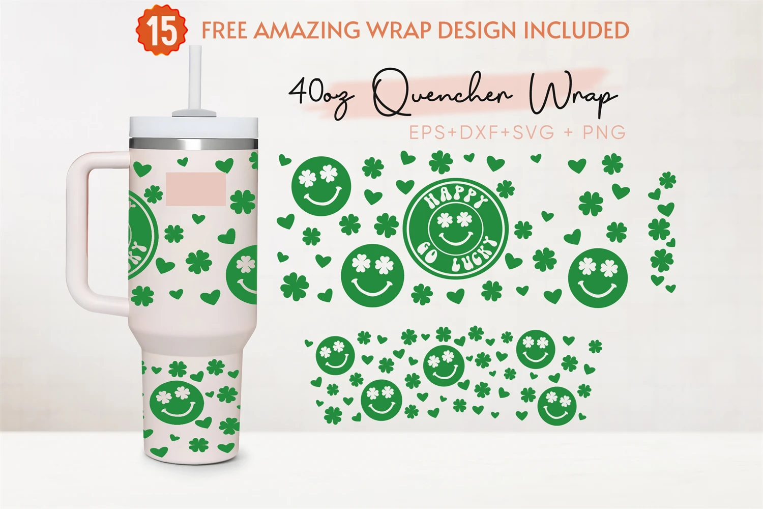 Lucky Mama 40oz Quencher Tumbler, St Patricks Day, Four Leaf