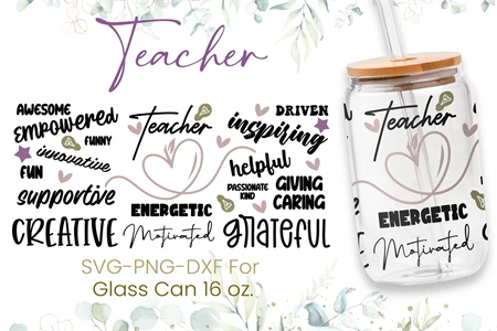 Teacher Glass Cup, Teacher Gift, 16oz Libby Glass