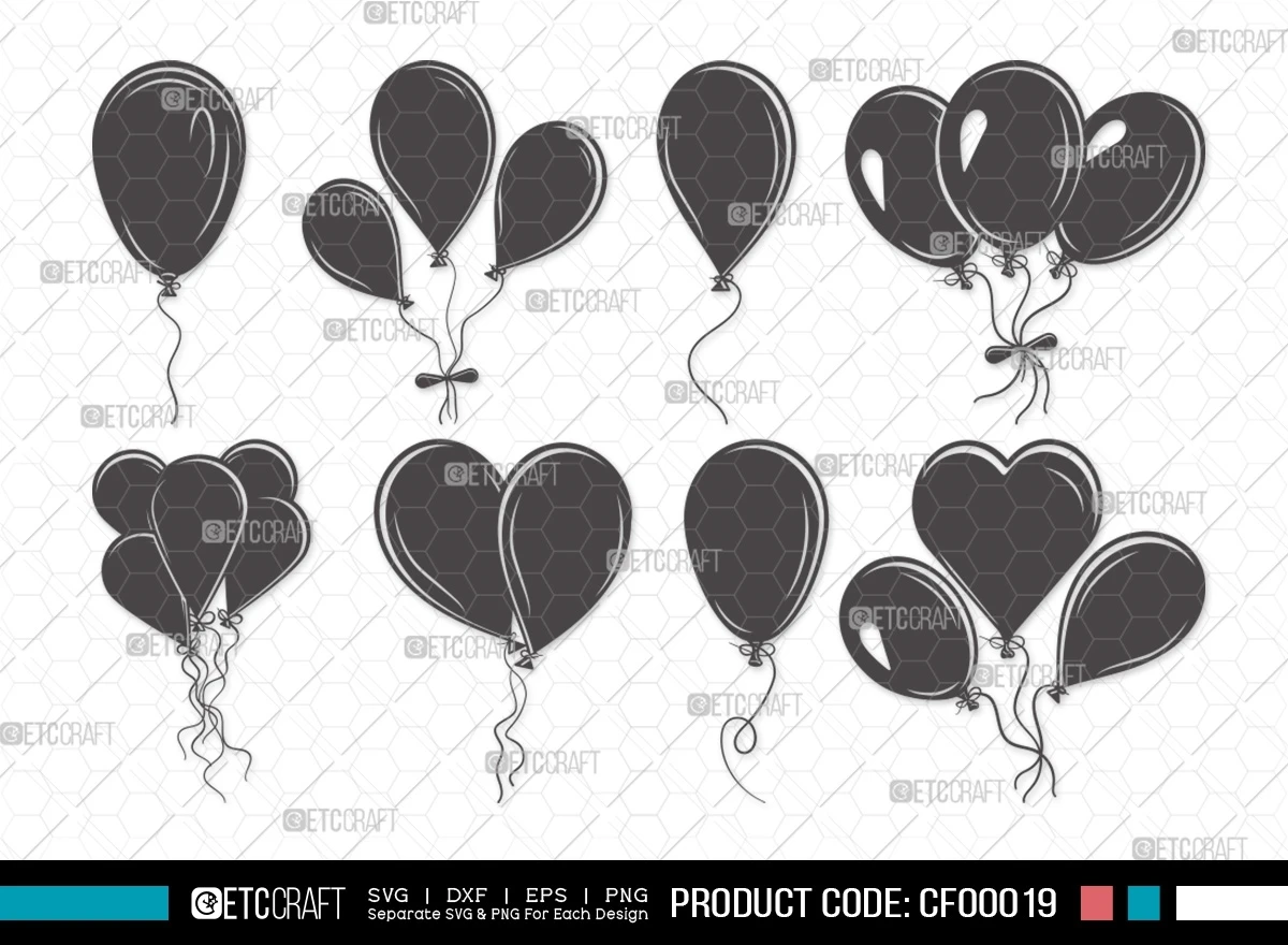Balloon Silhouette Birthday Hot Air Balloons String SVG