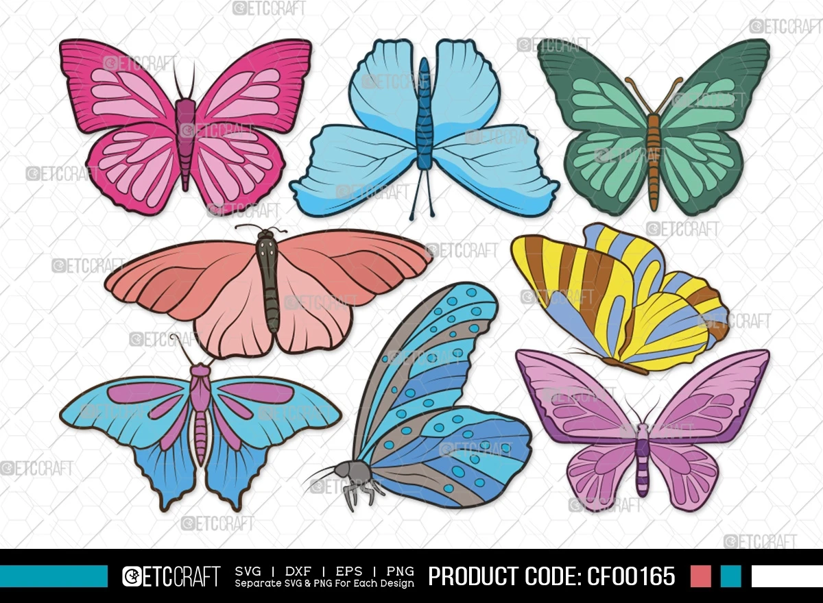 Butterfly Clipart Monarch Butterflies Stencil SVG Cut File