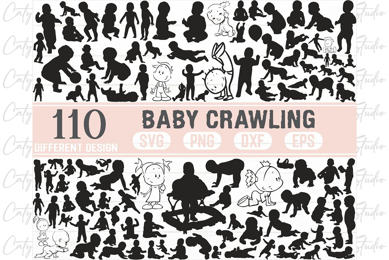 BABY CRAWLING SVG / Baby svg / Baby silhouette svg Designful Market