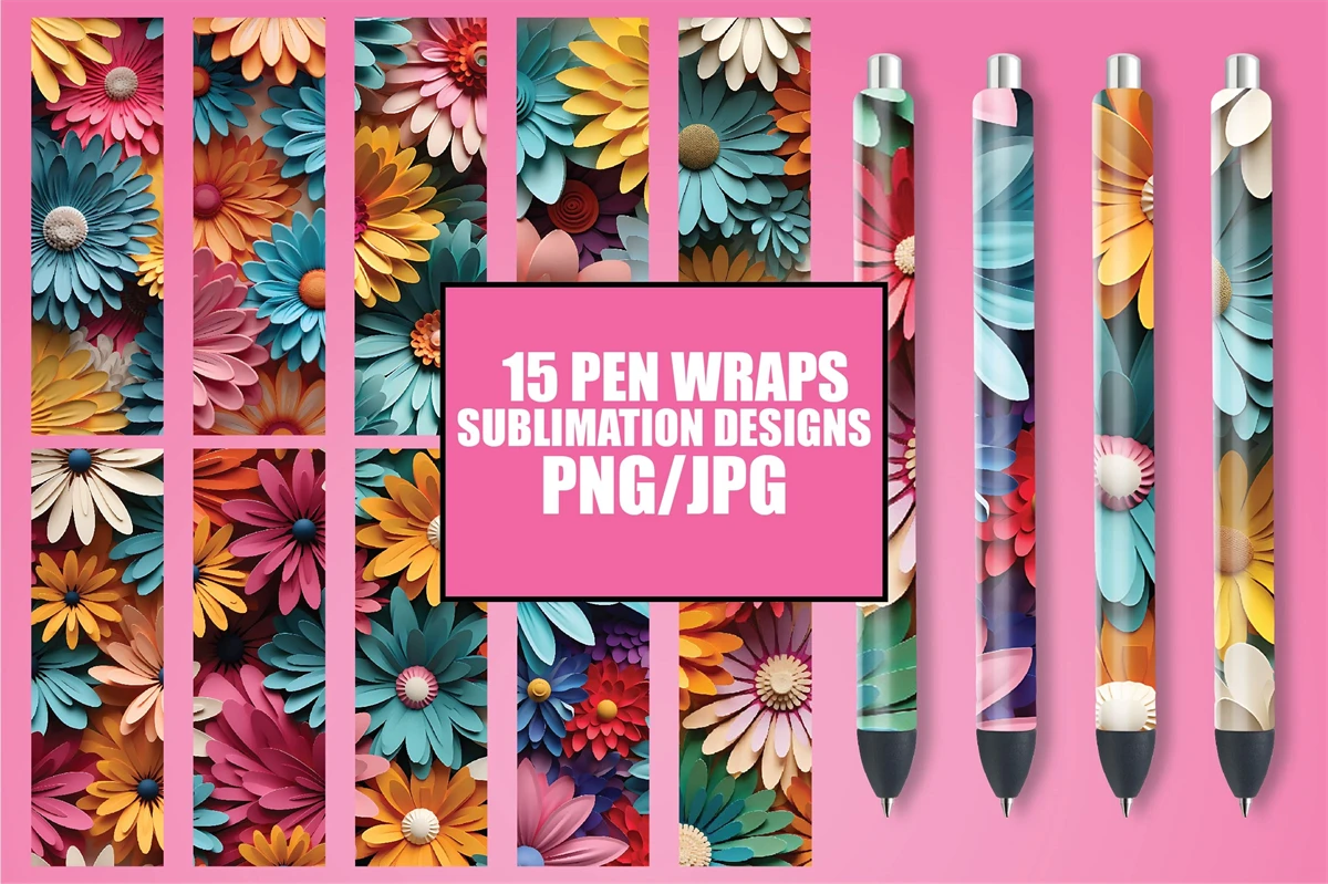 Pen Wrap Sublimation Bundle, Pen Wrap Svg | Designful Market