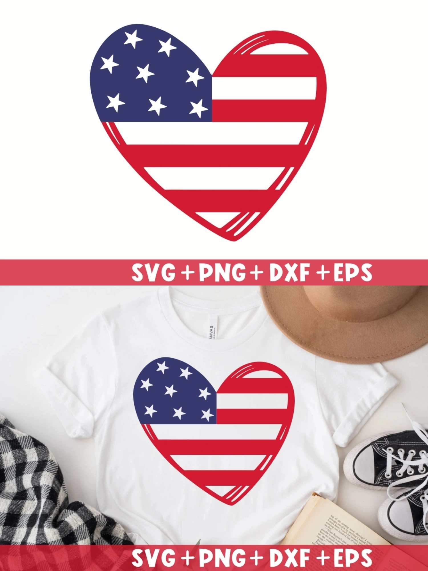 T-shirt USA 4th Of July – The Heart Of America Heart Flag – Medium – NEUF