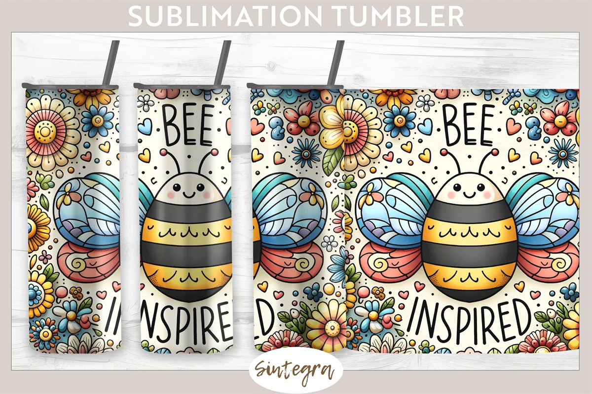 Bee Inspired v4 Tumbler Sublimation 20 oz Skinny | Designful Market